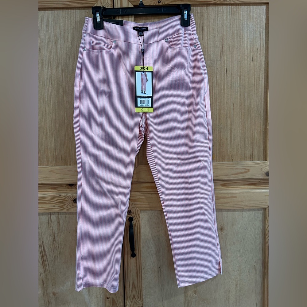 Mario Serrani Pink and White Striped Pants New With Tags Sz S